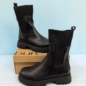 BURUDANI Knit Chelsea Platform Women's Ankle Boots Size 8 Black